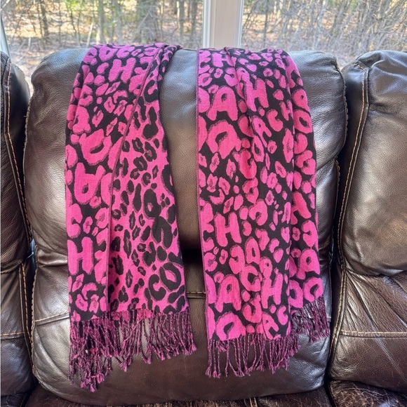 Coach Pinkish Purple and Black Animal Print Scarf - Picture 1 of 6
